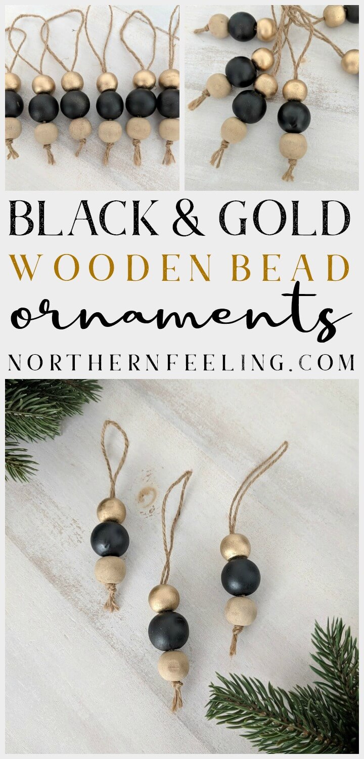 Black & Gold Wooden Bead Ornaments // northernfeeling.com