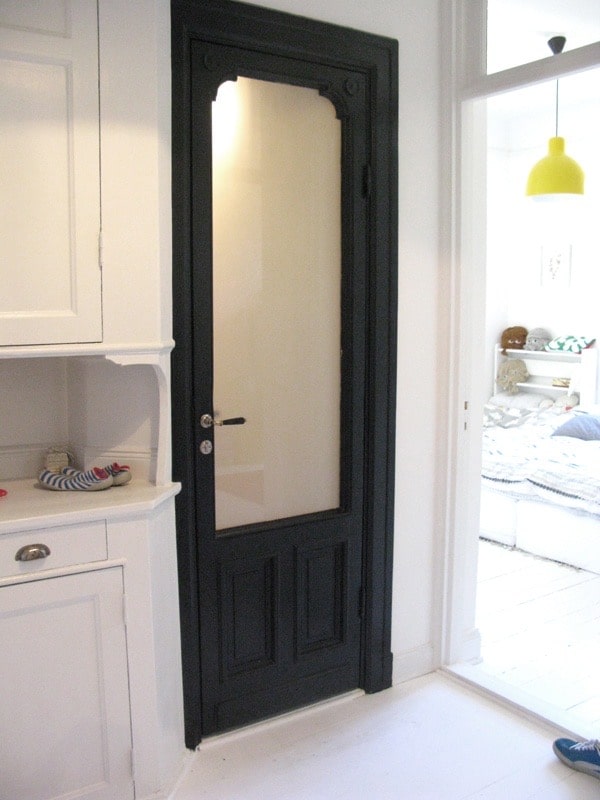 Black-Framed Frosted Glass Pantry Doors
