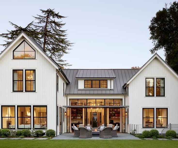 Black Trim on a Modern White Farmhouse