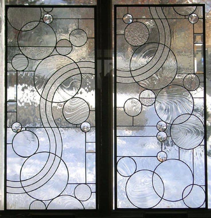 Circular-Patterned Frosted Glass Pantry Doors