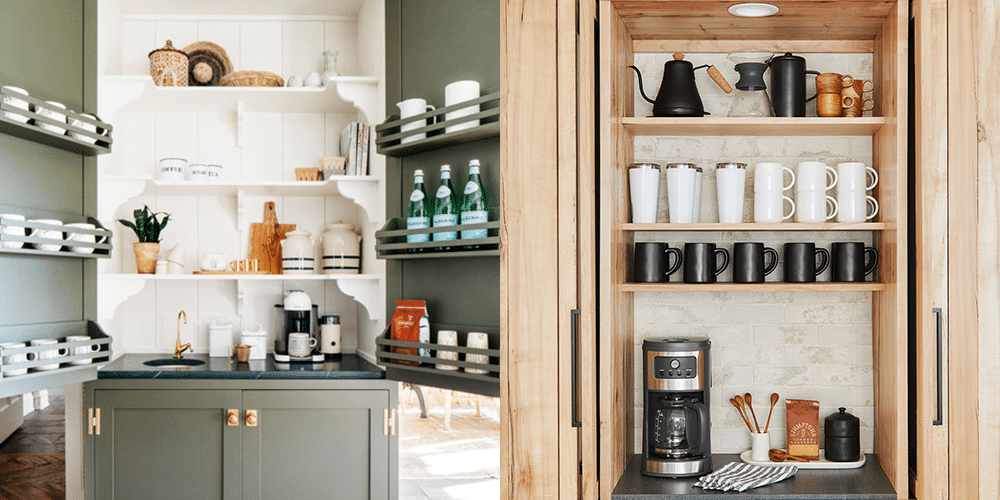 kitchen cabinet coffee bar