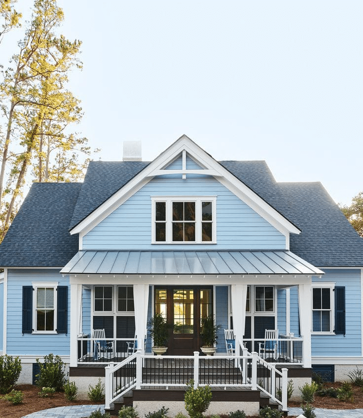 Dark Blue House with Hints of Sky Blue