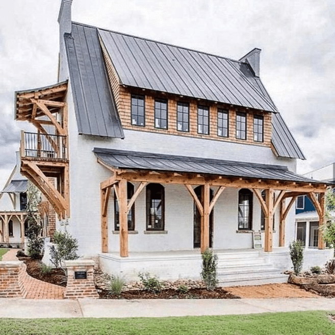 Exterior Design for a Modern Farmhouse with Wood