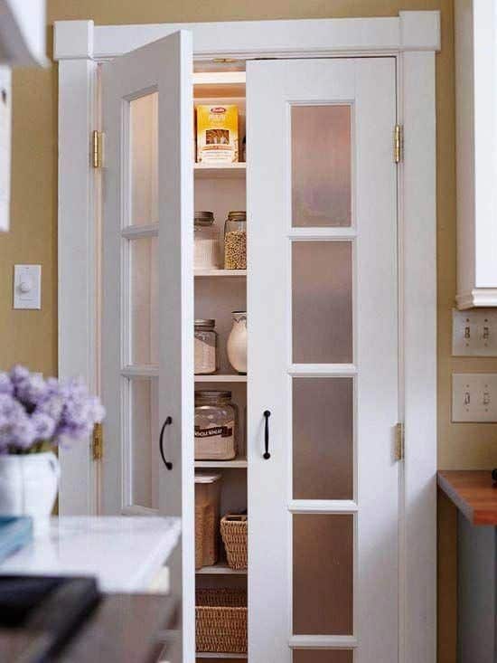 chic frosted glass pantry door