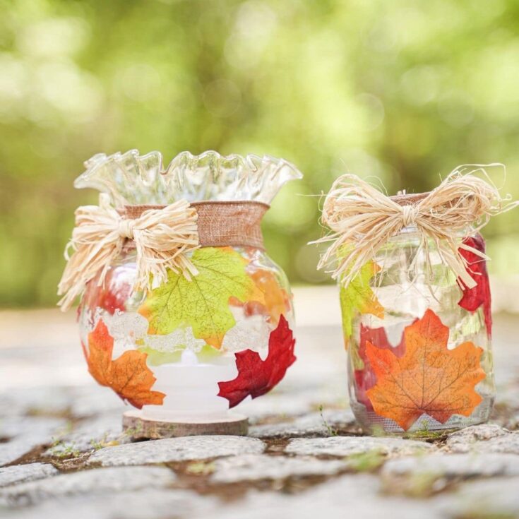 Glowing Fall Leaf Jars