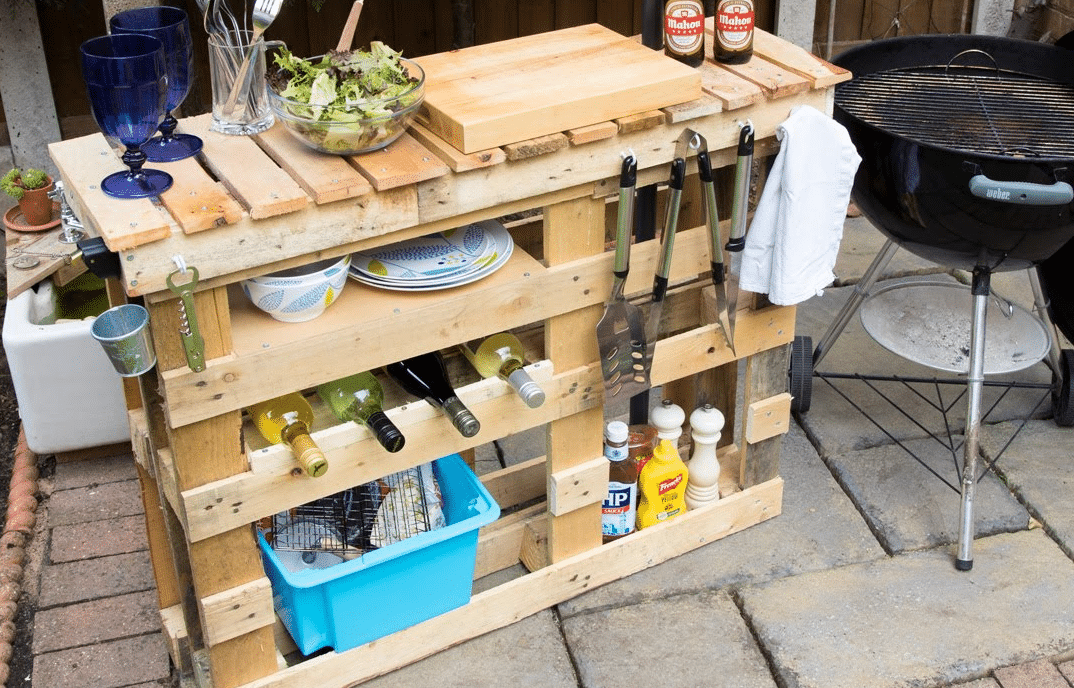 Grill Station with Wine Rack