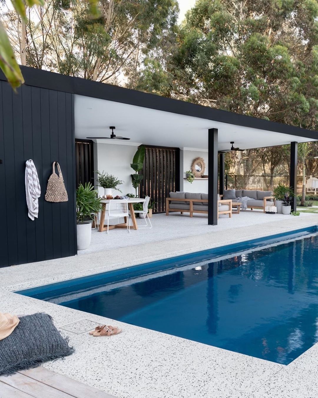 Modern Summer House with Black Trim.