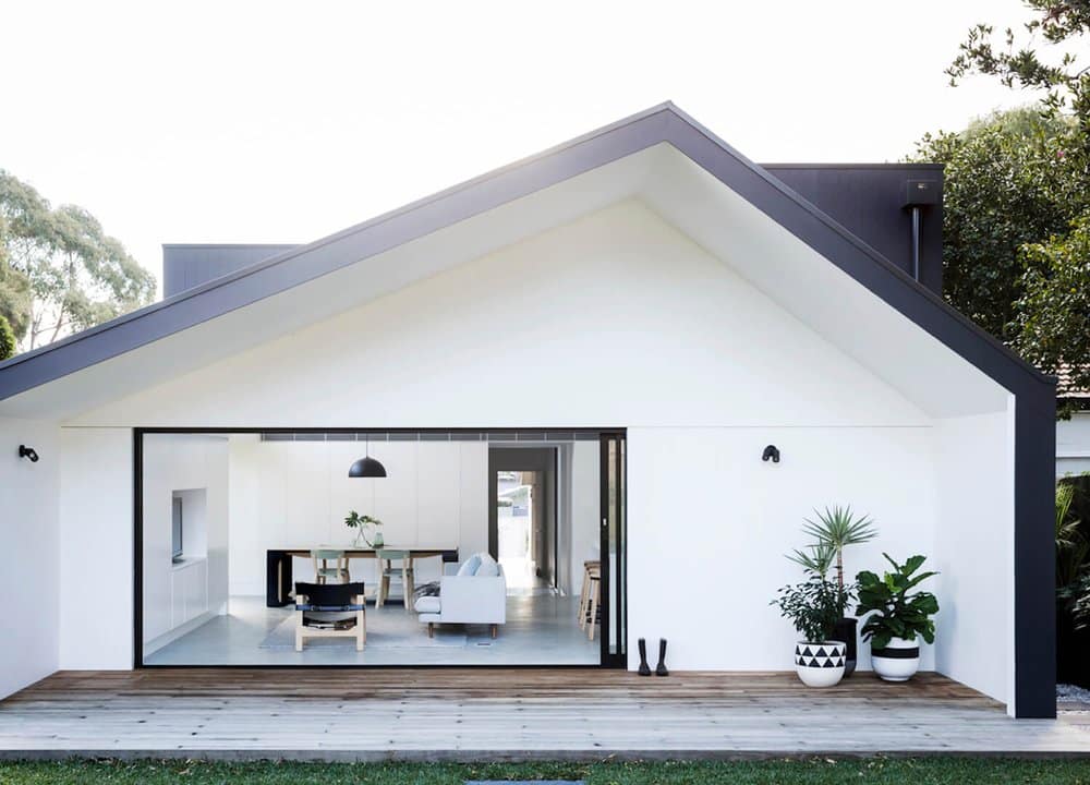 Modern White Concrete with Black Trim.