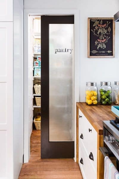 chic frosted glass pantry door