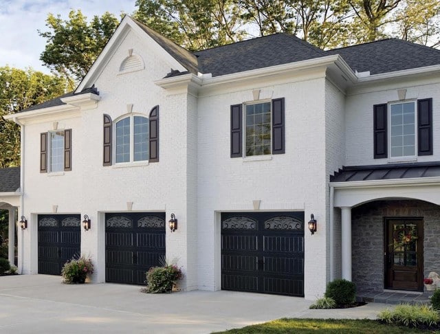 White House with Black Garage Door