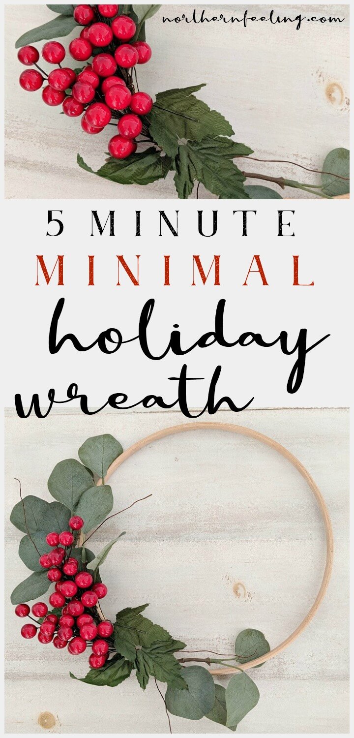 5 minute red berry minimal Holiday wreath // northernfeeling.com