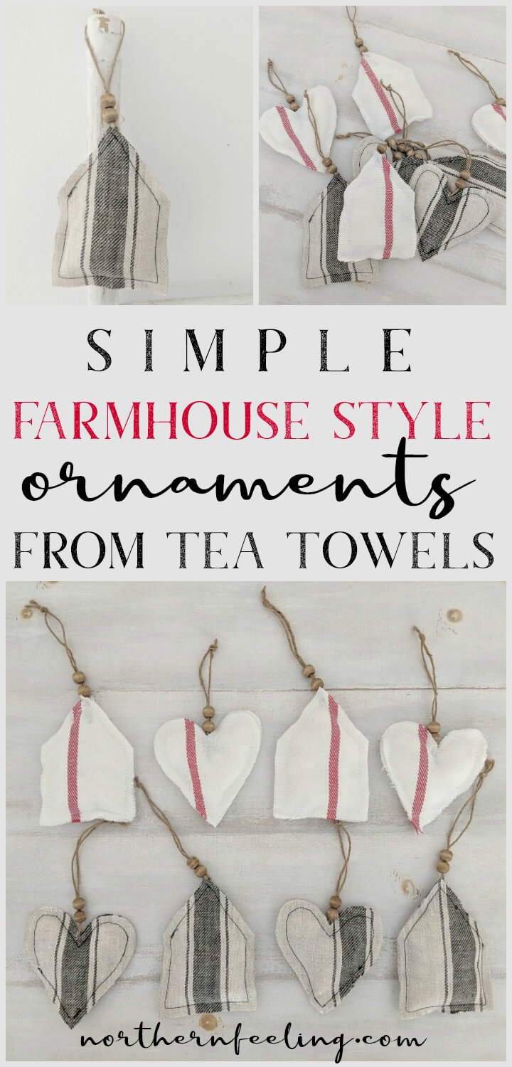 Simple DIY Farmhouse Style Fabric Holiday Ornaments // northernfeeling.com