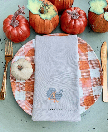 Embroidered or Printed Thanksgiving-Themed Napkins