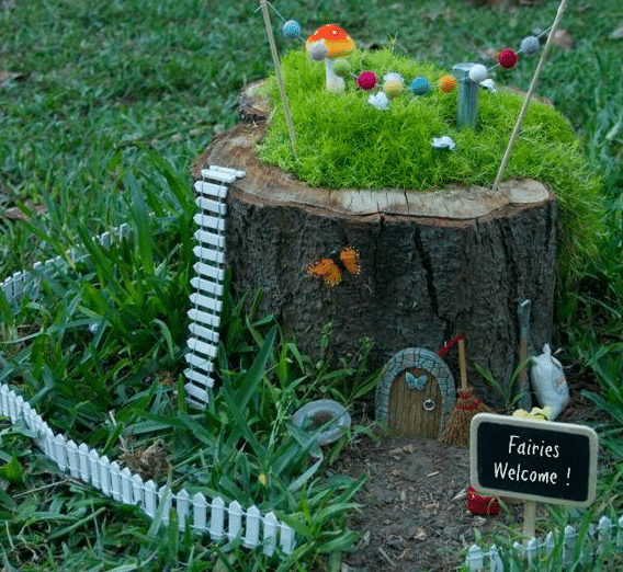 Fairy Garden In Tree Stump
