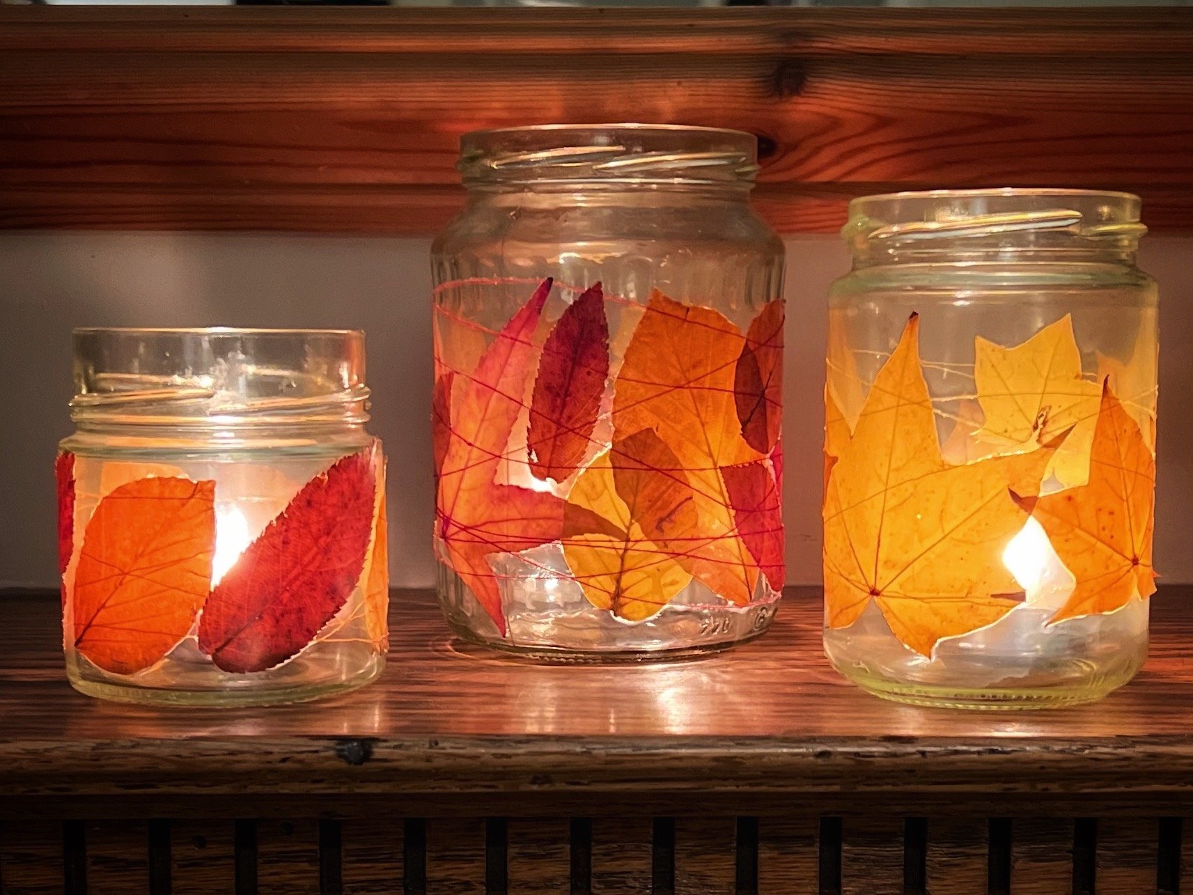 Fall Themed Glass Jar